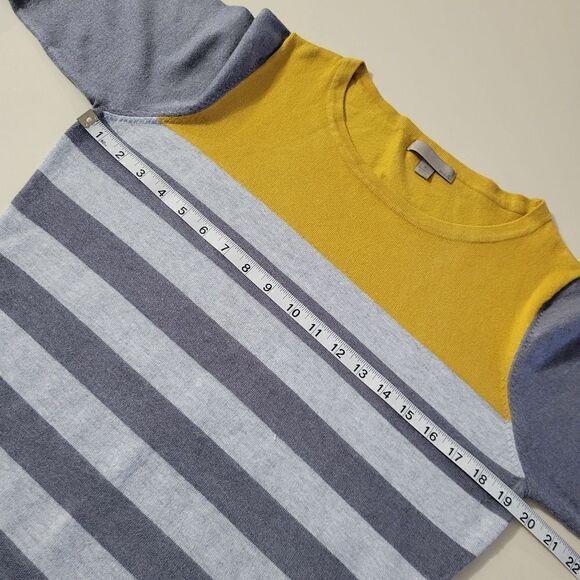 Nordstrom's One A Charcoal Gray Stripe and Gold Colorblock Pullover Sweater - Picture 3 of 11